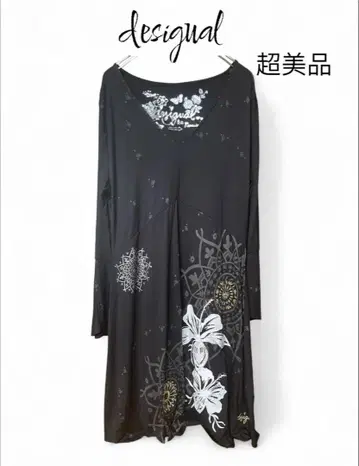 새상품급 desigual 디지구알 튜닉 원피스 블랙 L 자수