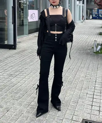 ANOTHER BRANCH 사이드 레이스 업 세미 플레어 데님