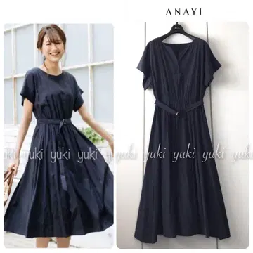 ANAYI 라이트론 스키퍼 원피스 38 네이비