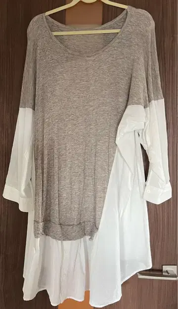 Yohji Yamamoto Y's 화이트와 그레이의 긴팔 튜닉