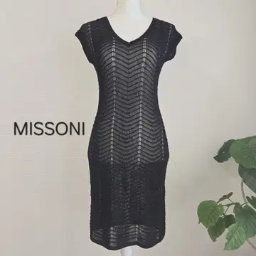 MISSONI 미쏘니 원피스 반팔 니트 블랙 타이트 38 M