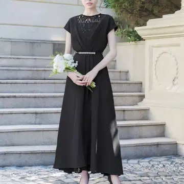 GIRL 펄 벨트 카슈쿨풍 레이스 절개 결혼식 원피스 S