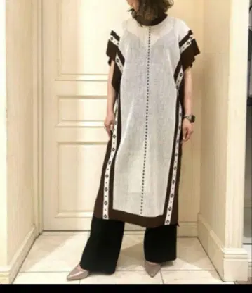 Mame Kurogouchi 다이아몬드 패턴 니트 원피스 메쉬
