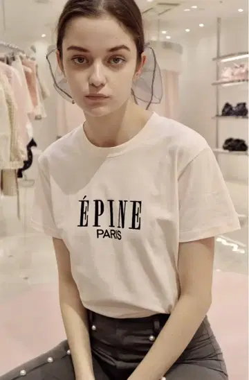 epine 에피누 로고 자수 티셔츠 핑크