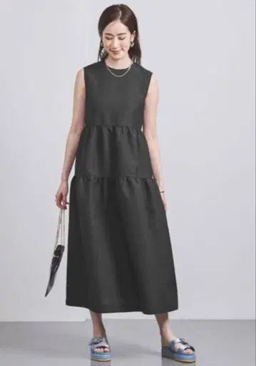UNITED ARROWS AIRY 자카드 티어드 원피스