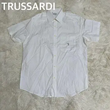 TRUSSARDI 트루사르디 이탈리아 반팔 셔츠 남성용 화이트 셔츠