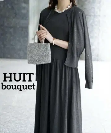 HUITbouquet 도트 무늬 라메 시어 니트 가디건 블랙