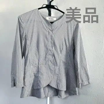 여성용 여름 자켓 MACPHEE 스트라이프 7부 소매 셔츠 7~9호