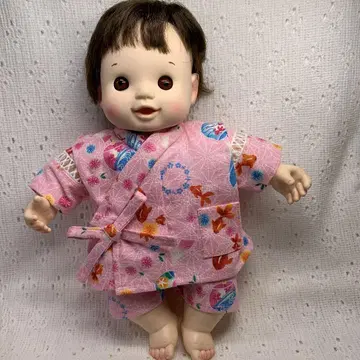 치이포포짱 사이즈 핑크 린넨 잎 금붕어 패턴 진베이