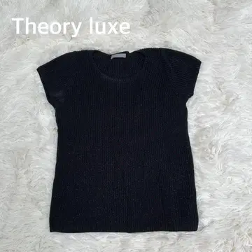Theory luxe 띠어리 럭스 라메 반팔 니트 상의 블랙