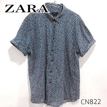 ZARA 자라 배색 꽃무늬 올 패턴 반팔 오버 사이즈 남성용 셔츠