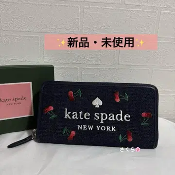 새상품 케이트 스페이드 데님 체리 장지갑