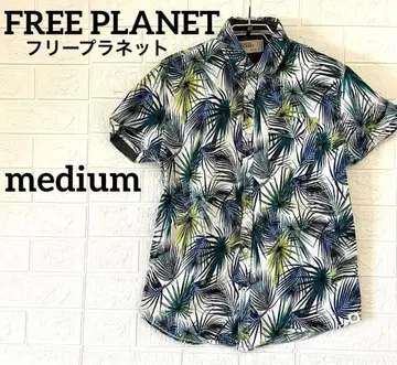 FREE PLANET 프리 플래닛 알로하 셔츠 구제 의류 리프 무늬 M