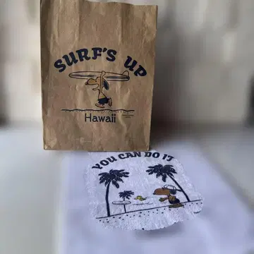 하와이 한정판 일광화상 스누피 SURF'S UP 서핑 종이 백