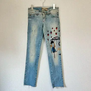 galliano 갈리아노 데님 팬츠 27 하트 아트풍 이탈리아제