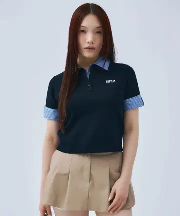 하프 슬리브 더블 칼라 니트 eimy istoire 반팔