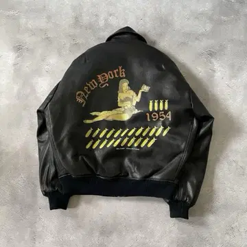 AIRBORNE U.S. AIR FORCE 가죽 플라이트 자켓 숏 기장