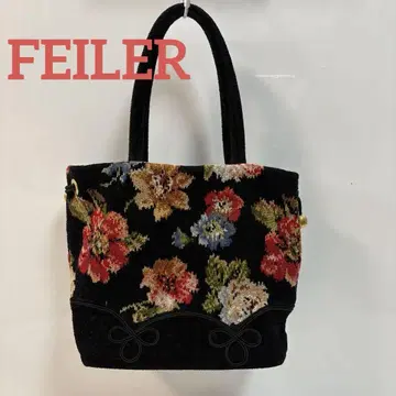 새상품급 FEILER 페일러 파이유 백 꽃무늬 복조리 핸드백 블랙