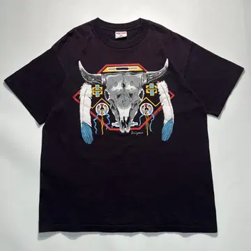 90s 소프티 USA제 빈티지 T 버팔로 스컬 블랙 XL6846