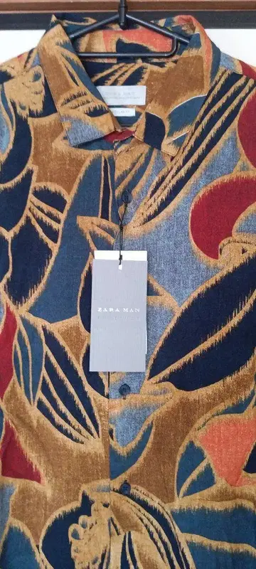 ZARA 꽃무늬 코튼 긴팔 셔츠 택 포함 새상품