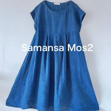 Samansa Mos2 프렌치 슬리브 플레어 롱 원피스 네이비