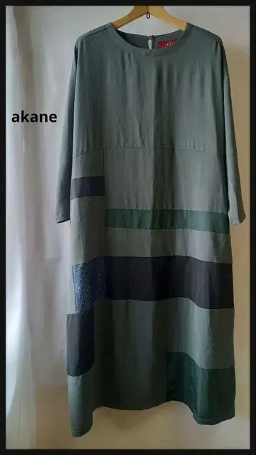 akane 패치워크 긴팔 원피스 스트레치