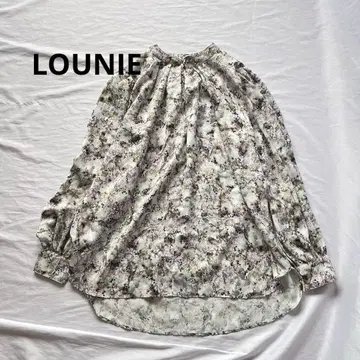 LOUNIE 추상 패턴 프린트 블라우스 올 패턴 볼륨 슬리브 루니