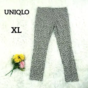 [유니클로] 레오파드 무늬 팬츠 XL 그레이 스트레치