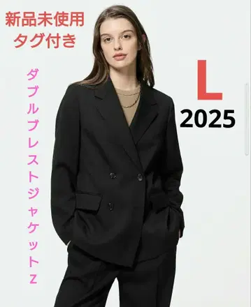 택 포함 미사용 새상품 GU 더블 브레스트 자켓 Z BLACK L
