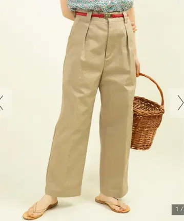 차일드우먼 빈티지 치노 크로스 센터 프레스 팬츠
