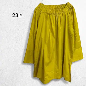 23KU 블라우스 튜닉 면 혼방 사이드 슬릿 개더 예쁜