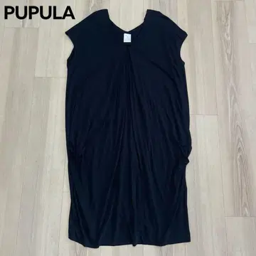 PUPULA 푸프라 드레이프 튜닉 원피스 블랙 사이즈 38 레이온