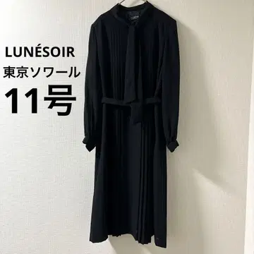 LUNESOR 블랙 원피스 정장 플리츠 포멀 법요 추도식