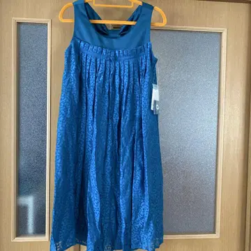 택 포함 새상품 프라이빗 라벨 리본 미니 원피스 플리츠 9AR M