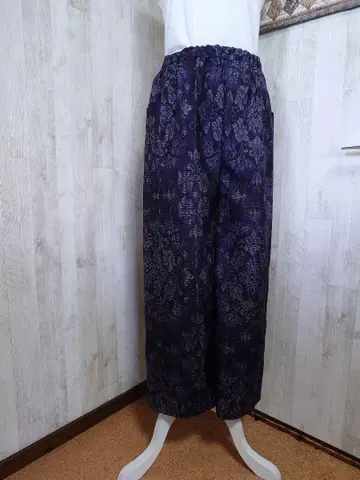 기모노 리메이크*오시마 명주 와이드 팬츠 네이비 계열