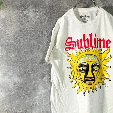 Sublime 티셔츠 반팔 화이트 프린트 로고 태양 코튼 100%