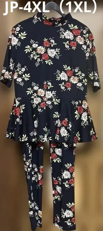 새상품급 JP-4XL (1XL) 반팔 플라워 네이비 셋업
