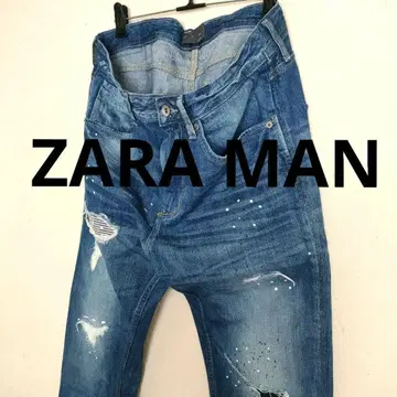ZARA MAN 페인트 데미지 워시 가공 데님 청바지 자라