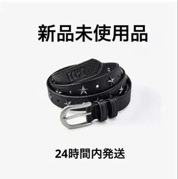 ECHO 블랙 가죽 스터드 벨트