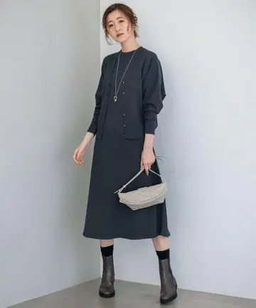 23구 비스코스 스트레치 원피스 그레이쉬 블루 38