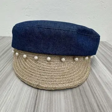 Chapeaud'O 데님 펄 장식 헌팅 캡