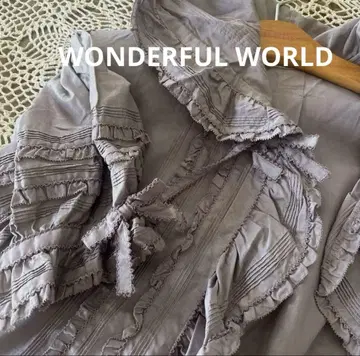 레어 미사용 WONDERFUL WORLD 후드 피코 프릴 블라우스 연보라