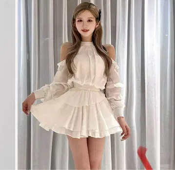 Darich 볼륨 쉬폰 미니 원피스