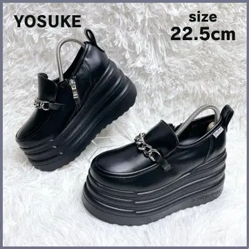 새상품 YOSUKE 요스케 통굽 체인 로퍼 22.5cm 블랙