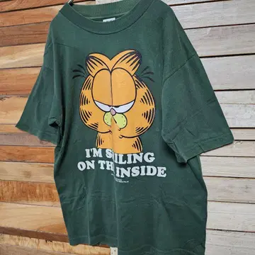 GARFIELD 가필드 티셔츠 녹색 그린 구제 빈티지