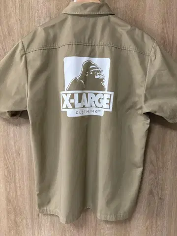 X-LARGE 고릴라 로고 반팔 워크 셔츠 베이지