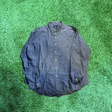 90s Ralph Lauren 체크 셔츠 버튼 다운 긴팔 블루