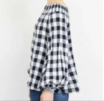 뷰티 & 유스 린넨 깅엄 체크 블라우스