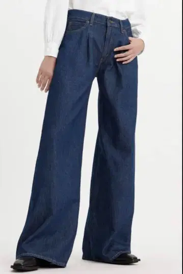 다크 블루 와이드 레그 데님 BAGGY DAD WIDE LEG
