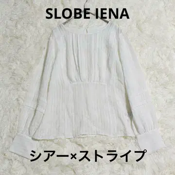 부드러운 촉감 슬로브 이에나 시어 스트라이프 블라우스